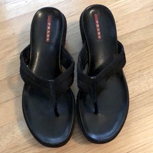 Authentic Prada platform flip flops